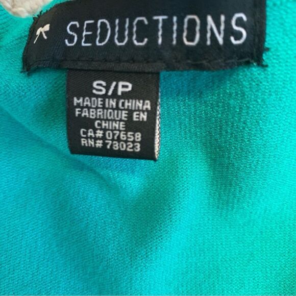 Teal green short sleeve V-neck zip front knit sweater Sz S - Picture 4 of 8